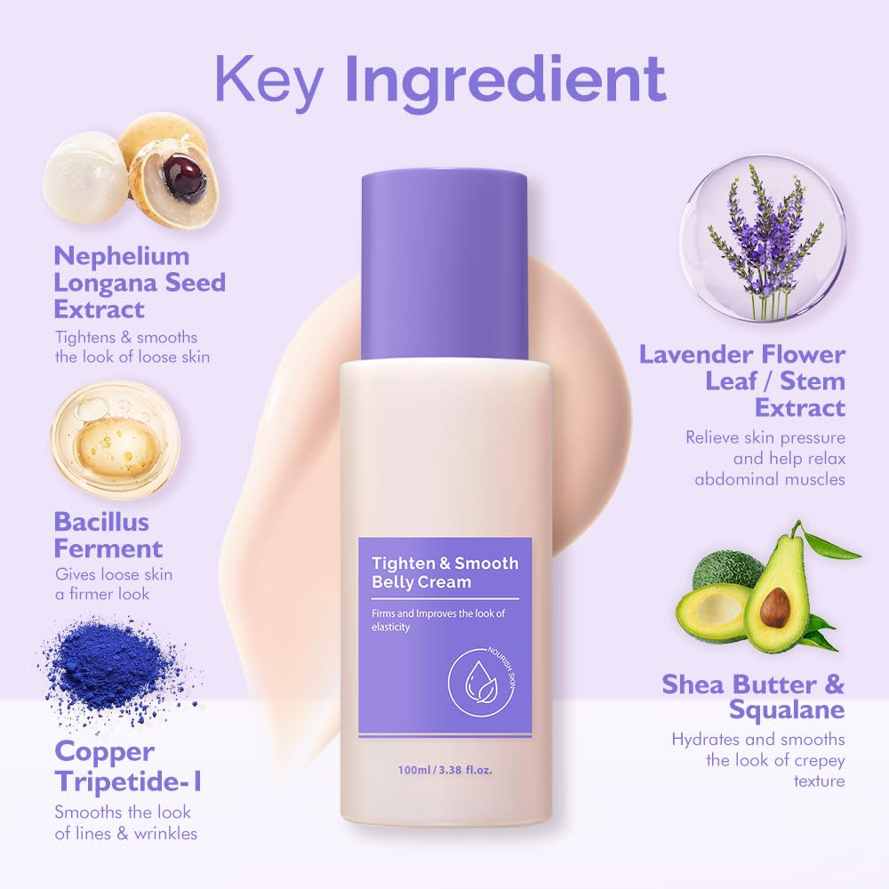 Tighten & Smooth Belly Cream - Tighten and Lift Neck Cream, Advanced Firming Lotion for Arms, Butt & Thighs | Visibly Lift Loose Skin, Improve Elasticity & Tone