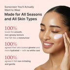 Sunscreen No Cast Just Glow Collagen | SPF 50 Broad Spectrum Face Sunscreen | Lightweight, Non-Sticky, Hydrating Formula | Peptide, Cica for Soothing & Glow | Korean Skincare