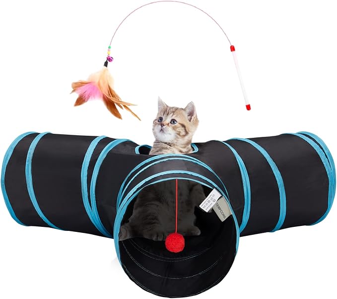 Cat Tunnel for Indoor Cats  Collapsible 3 Way Cat Toy