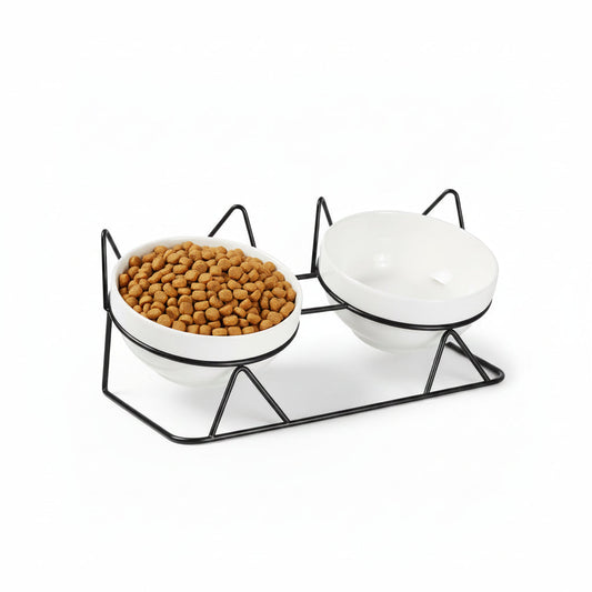 Elevated Cat Bowl Tilted Raised Cat Food Bowl Ceramic