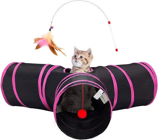 Cat Tunnel for Indoor Cats  Collapsible 3 Way Cat Toy