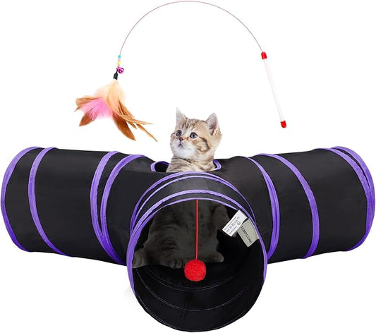 Cat Tunnel for Indoor Cats  Collapsible 3 Way Cat Toy