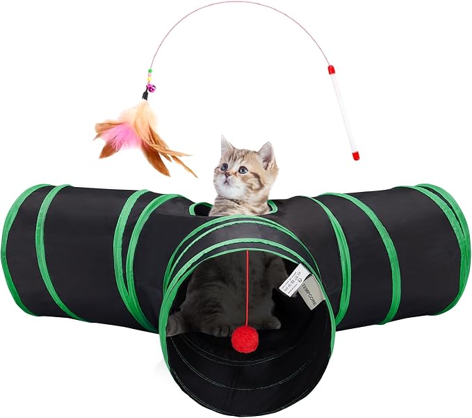 Cat Tunnel for Indoor Cats  Collapsible 3 Way Cat Toy