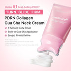 PDRN Collagen Gua Sha Neck Wrinkle Cream - Firming, Contour Care | Built-In Gua Sha Massager with Volufiline 5% - for the Look of Fine Lines, Jawline, Neck, Décolleté, Korean Skincare, 3.17 Oz