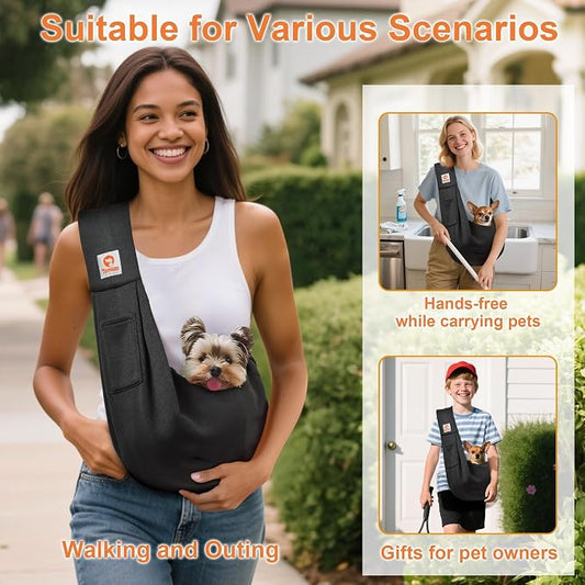 Small Dog Sling Carrier Puppy Sling with Front Pocket