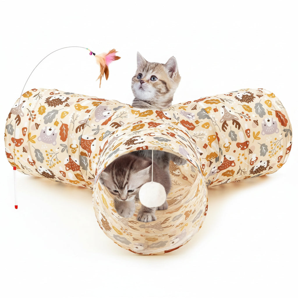 Cat Tunnel for Indoor Cats  Collapsible 3 Way Cat Toy