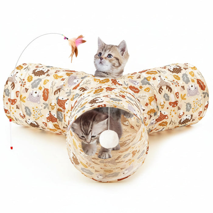 Cat Tunnel for Indoor Cats  Collapsible 3 Way Cat Toy