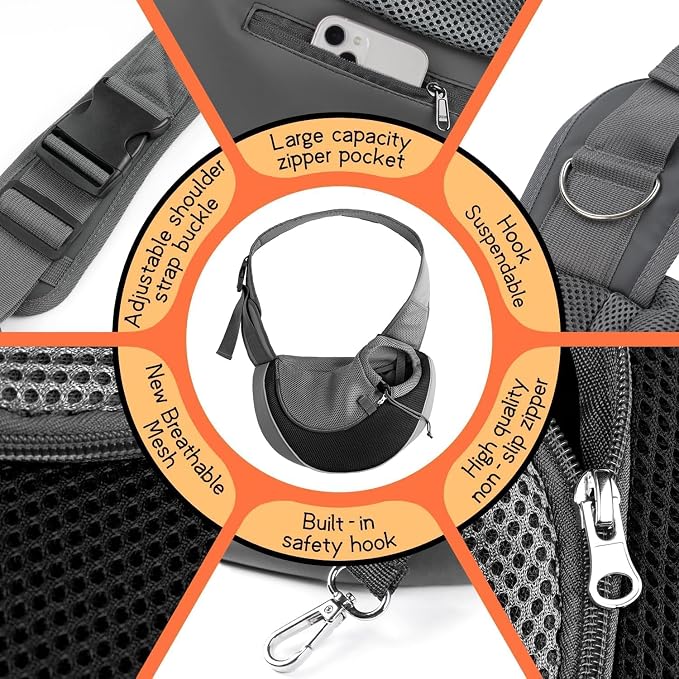 Pet Sling Carrier Crossbody Cat & Small Dog Carrier