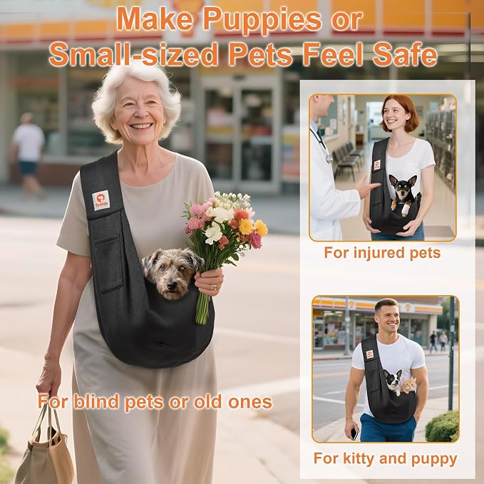 Small Dog Sling Carrier Puppy Sling with Front Pocket