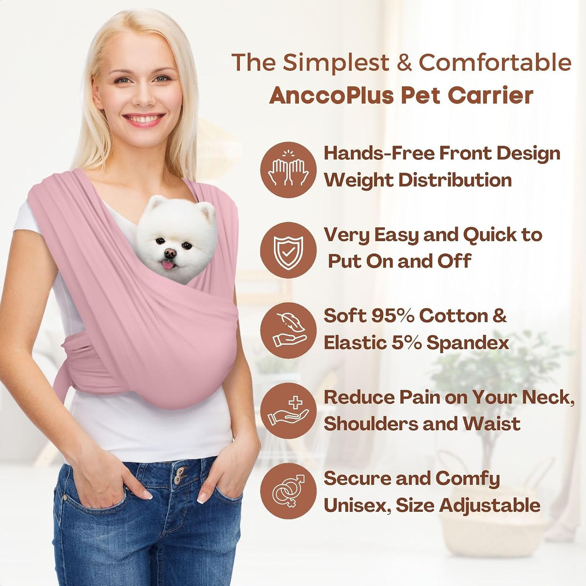 Dog Sling Carrier  Hands Free Small Dog Carrier Sling