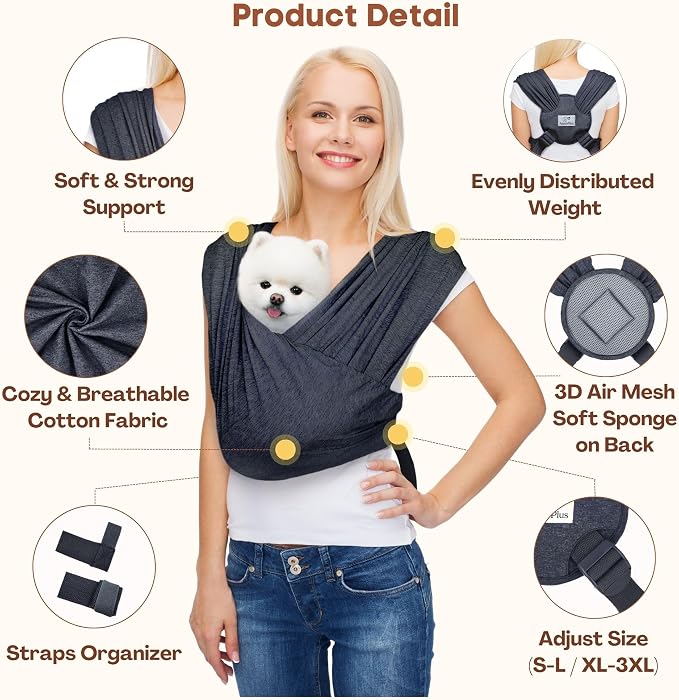 Dog Sling Carrier  Hands Free Small Dog Carrier Sling