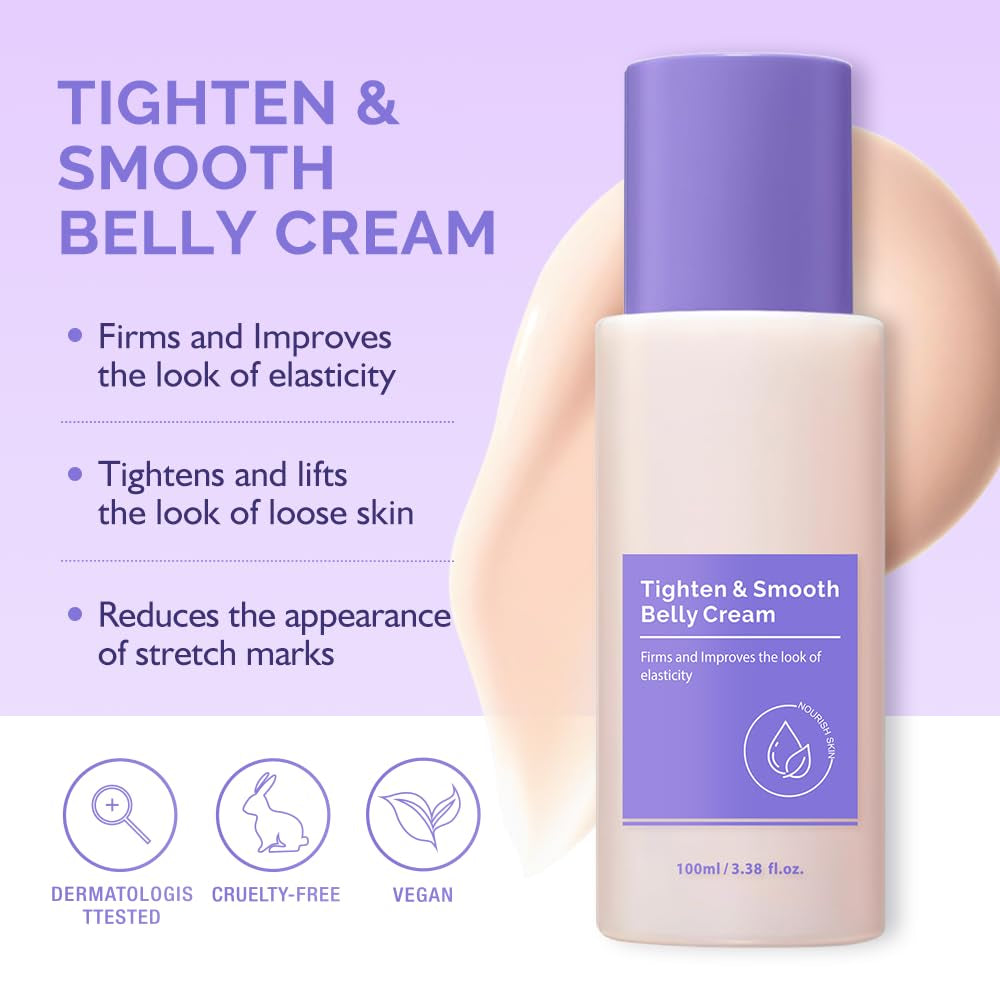 Tighten & Smooth Belly Cream - Tighten and Lift Neck Cream, Advanced Firming Lotion for Arms, Butt & Thighs | Visibly Lift Loose Skin, Improve Elasticity & Tone