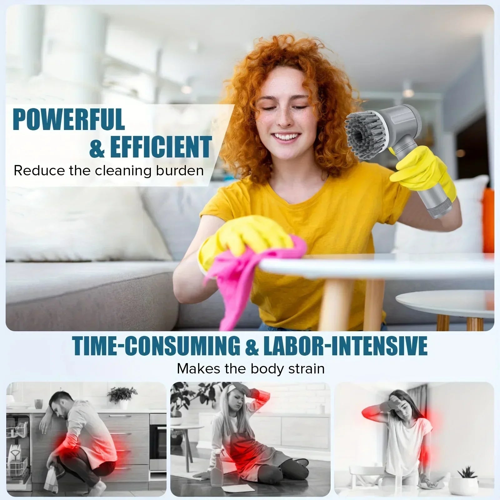 Electric Spin Scrubber, Bathroom Cordless Cleaning Brush Power