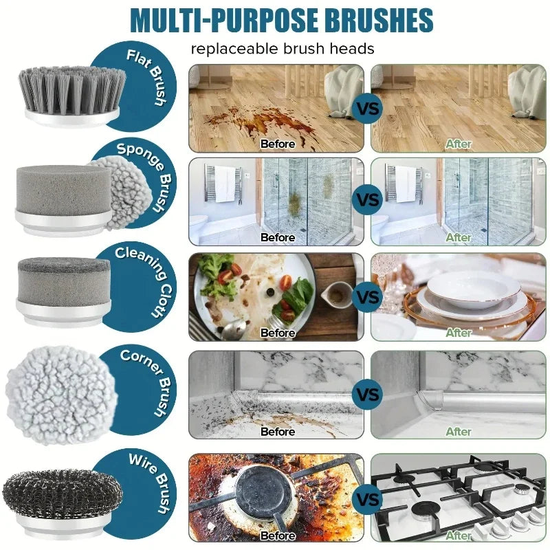 Electric Spin Scrubber, Bathroom Cordless Cleaning Brush Power