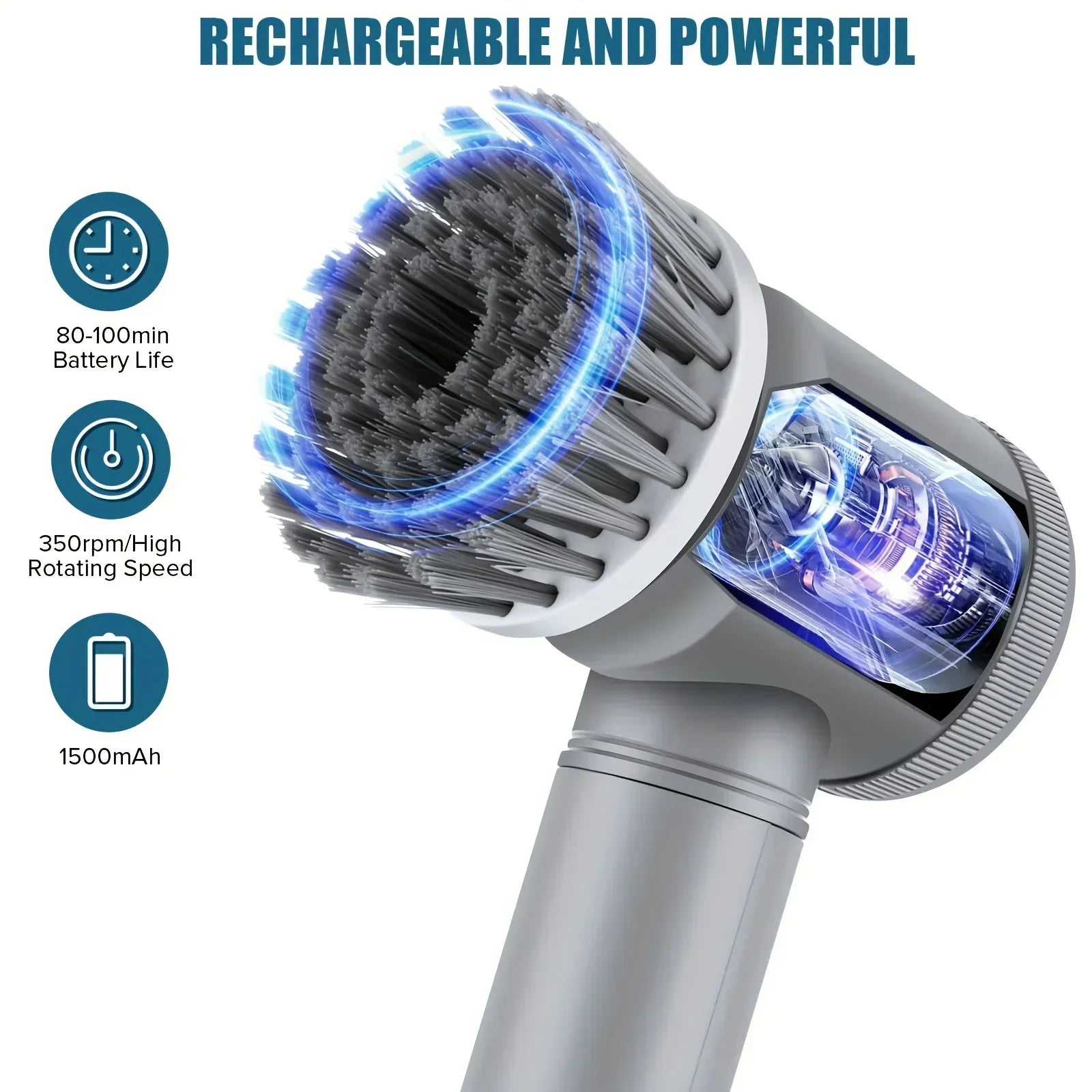 Electric Spin Scrubber, Bathroom Cordless Cleaning Brush Power