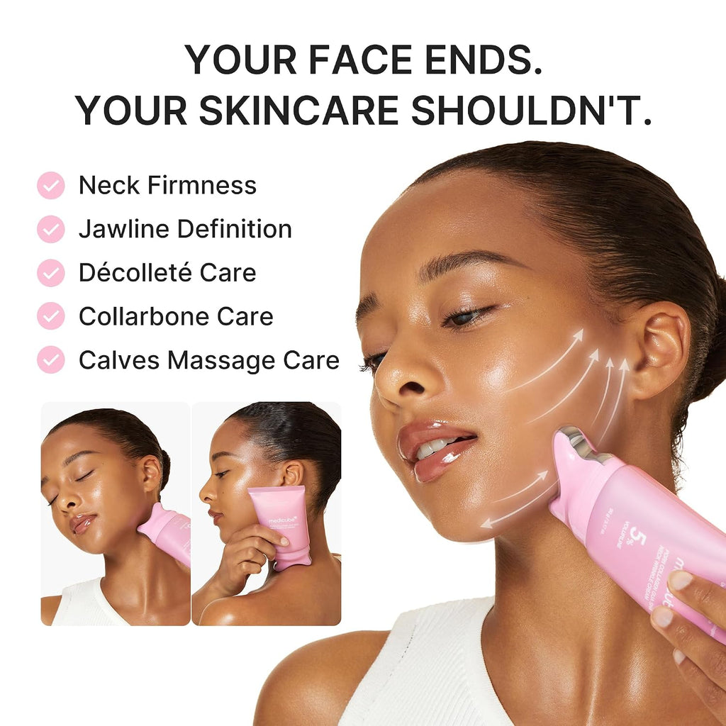 PDRN Collagen Gua Sha Neck Wrinkle Cream - Firming, Contour Care | Built-In Gua Sha Massager with Volufiline 5% - for the Look of Fine Lines, Jawline, Neck, Décolleté, Korean Skincare, 3.17 Oz