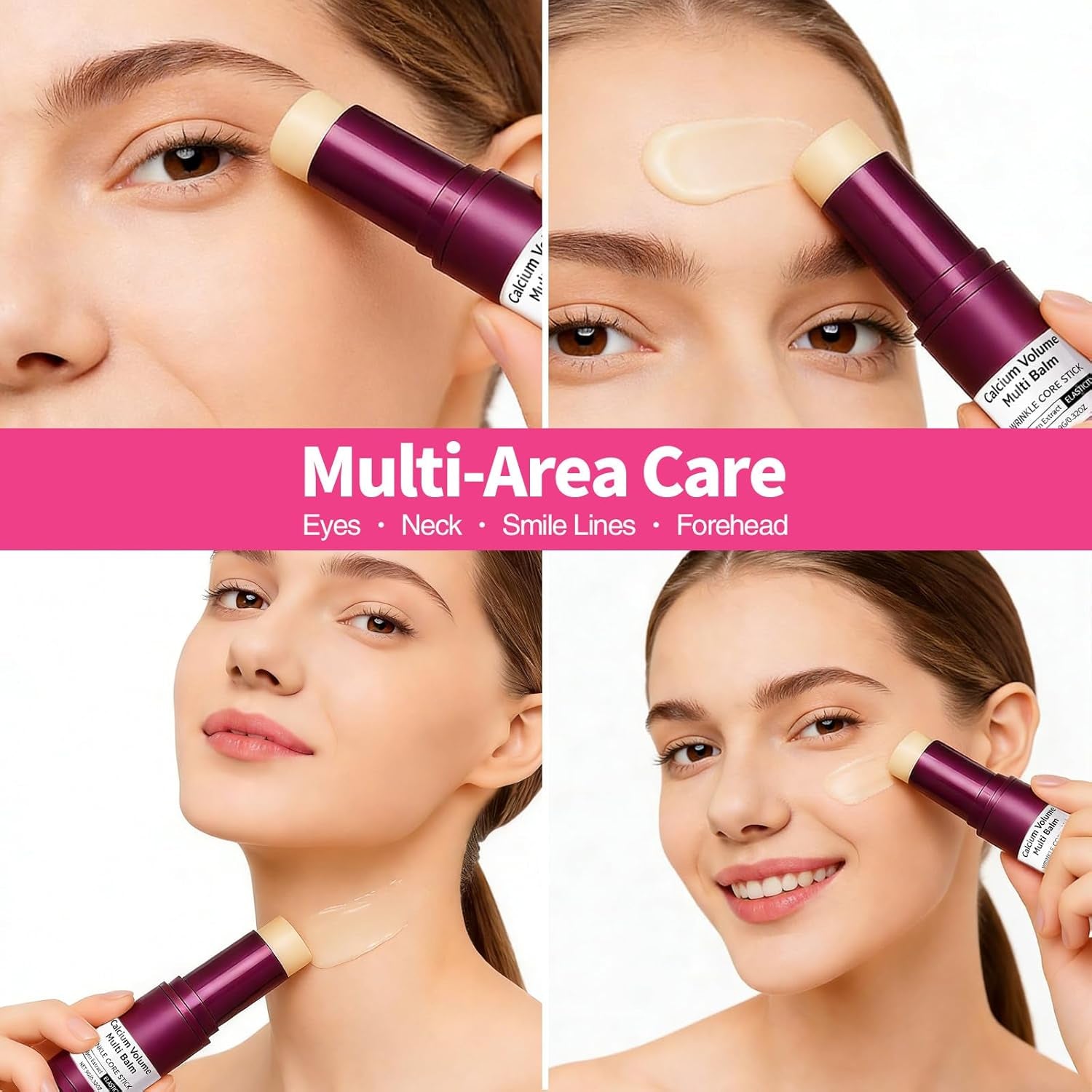 Eye Care Set - Calcium Multi Balm Stick + Deep Hydrating under Eye Patches 30 Pairs, Nourishing Calcium Volume Balm, Collagen Moisturizing, Gentle on Skin, Eyes Care & Daily Skincare